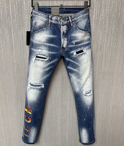 

dsq coolguy jeans men's jeans classic black jeans hip hop rock moto casual design ripped distressed skinny denim biker dsq2 jeans, Blue