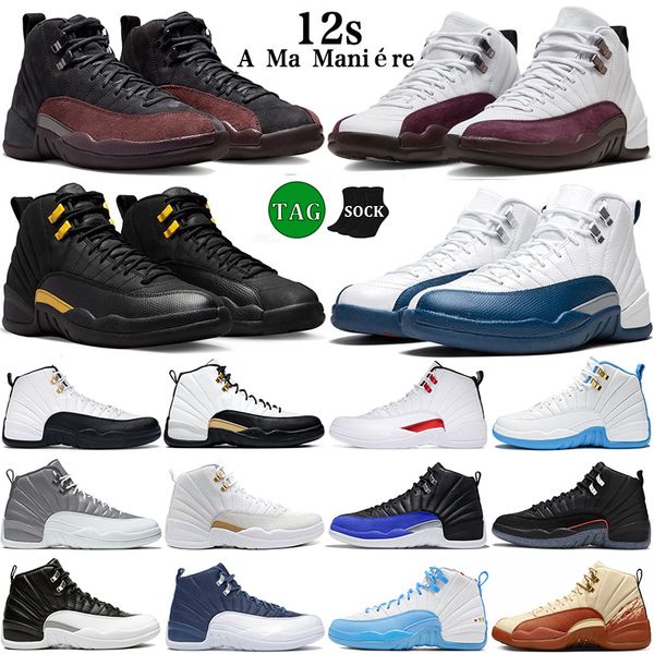 

12 12s basketball shoes for men women black taxi playoffs utility university blue stealth royalty reverse hyper royal mens trainers outdoor