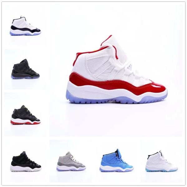 

kids shoes cherry 11s 11 boys girls basketball shoe children high sneaker kid youth sports grey trainers big boy sneakers, Black