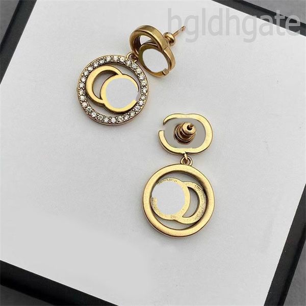 

street plated gold earrings diamond designer earings stud wedding double g women hiphop letters dangle round ohrringe crystals luxury earrin, Silver