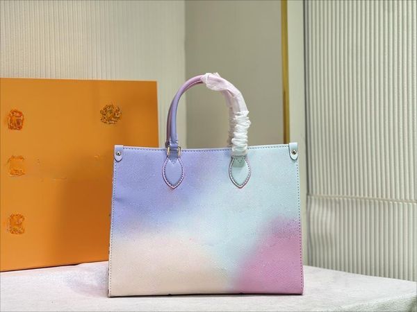 

10a new summer luxury onthego shoulder bag designer grade leather casual shopping bag gradient women's handbag crossbody bag fashion bi