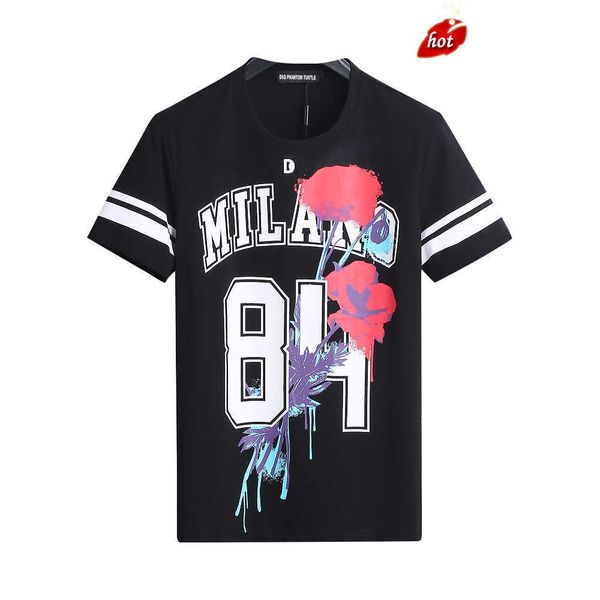 

mens designer t shirt italian milan fashion print t-shirt summer black white t-shirt hip hop streetwear 100% cotton plus size 1207 dsquare, White;black