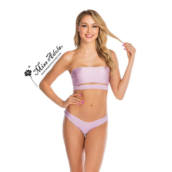

bikini 2023 new bra swimwear solid color split set natural low waist, Black