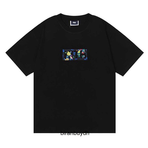 

men's t-shirts brand kith flower letter printing cotton short sleeve sports pullover t-shirt, White;black