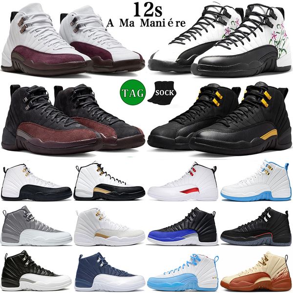 

12 12s basketball shoes for men women black taxi playoffs utility university blue stealth royalty reverse hyper royal mens trainers outdoor