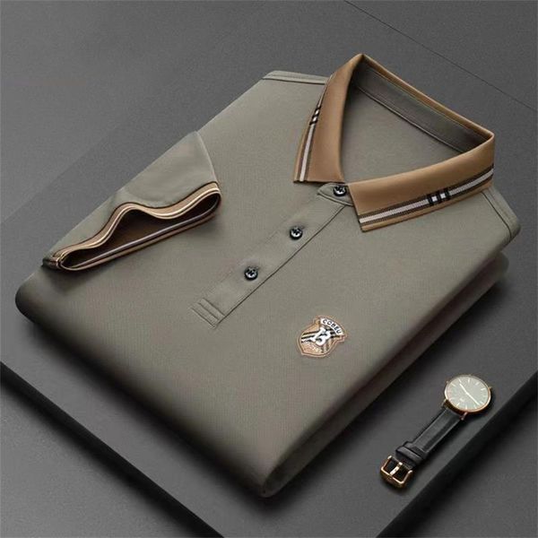 

2023 new short sleeved t-shirt polo shirt mercerized cotton lyocell high-end luxury business m-4xl, White;black