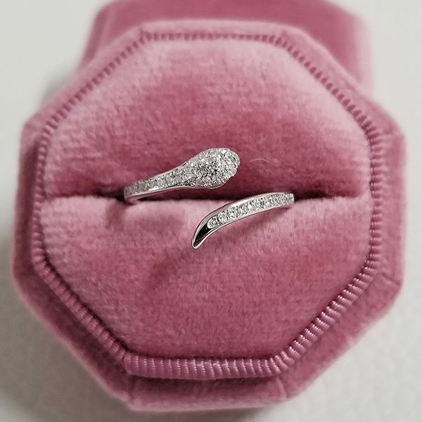 

cute snake ring 925 sterling silver engagement wedding band rings for women bridal diamond promise party jewelry gift, Slivery;golden