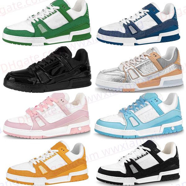 

2023 designer luxury virgil trainer casual shoes for men women calfskin leather sneakers white green grey blue black platform sole mens trai