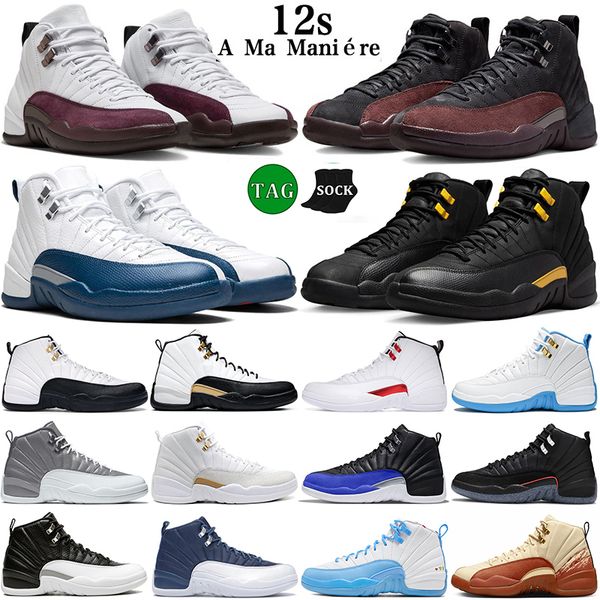

12 12s basketball shoes for men women black taxi playoffs utility university blue stealth royalty reverse hyper royal mens trainers outdoor