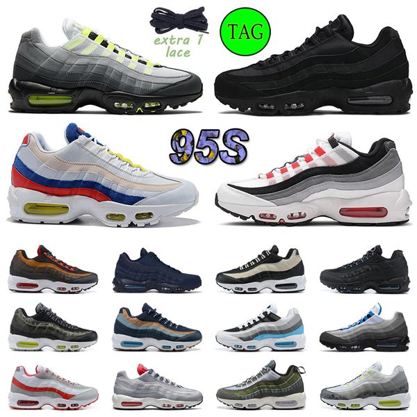 

designer casual shoes 95 sports sneakers 95s bordeaux racer blue corduroy greedy smoke grey crystal blue reflective volt mens trainers, Black