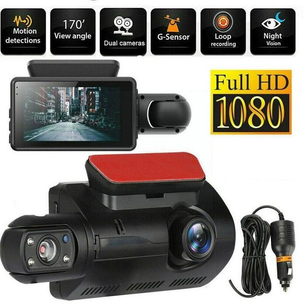 

dashcam dual camera hd front rear camera 2 lens recorder car dvr dash cam auto wide angle night vision recorders