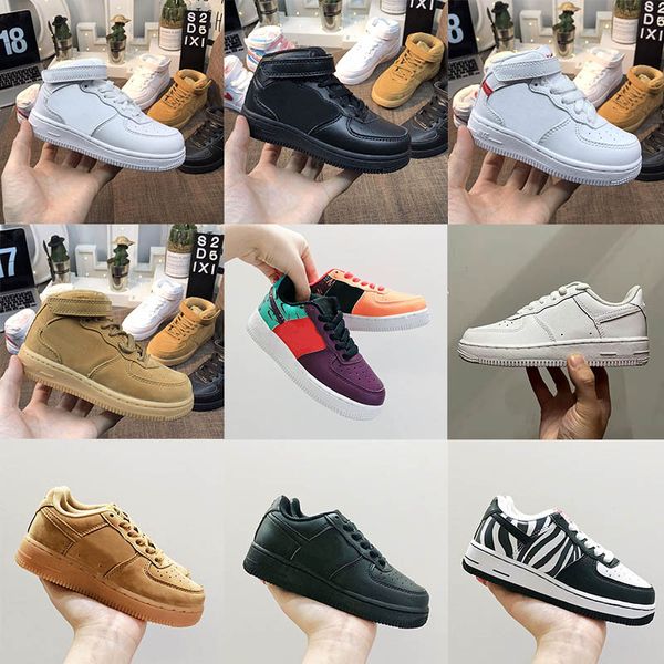 

2022 new kids shoes forse 1 boys girls triple white black dark brown trainers shadow pale ivory washed coral aurora sapphire sneakers design