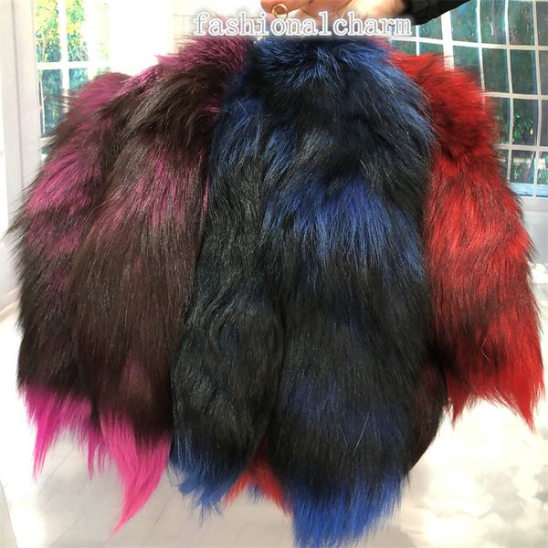 

10pcs/lot- 40cm/16" real genuine fox fur tail keychain cosplay toy keyring bag purse pendant tassels, Silver
