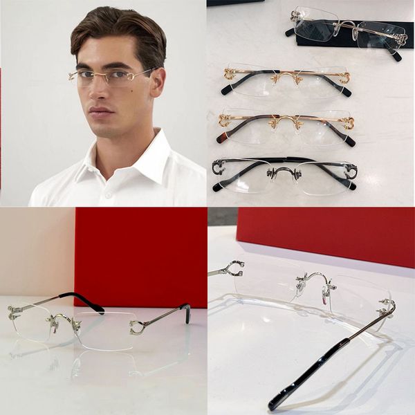 

Square frameless ultra light luxury Huaguang study frame designer eyewear fashion business mens eye protection blue light glasses CT02452234 workplace and office