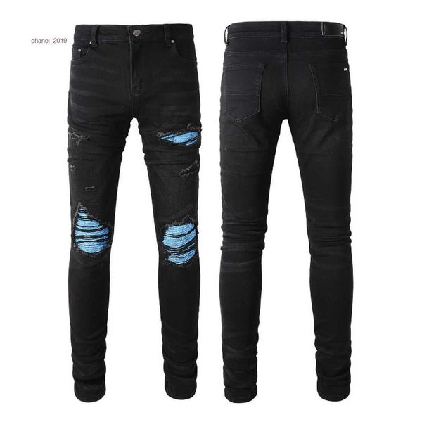 

2023 new arrivals mens luxury designer denim jeans holes trousers jean coolguy biker pants man clothing #8807, Blue