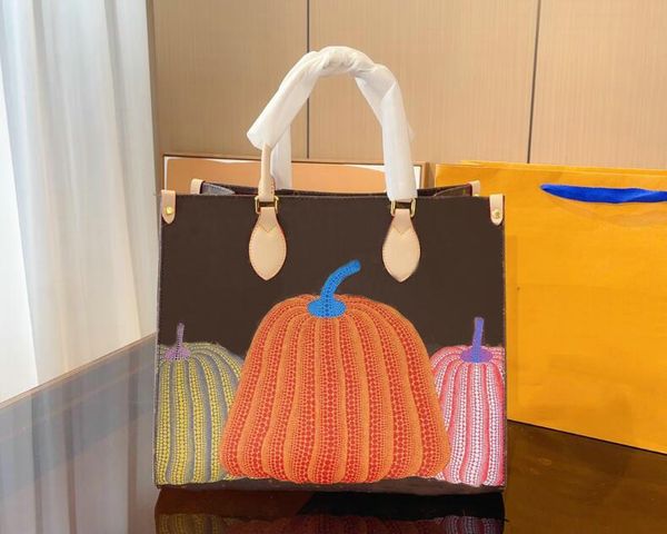 

designer bag classic onthego totes hanebag fashion shopping bag large-capacity one-shoulder diagonal handbag painted polka dot pumpkin bags