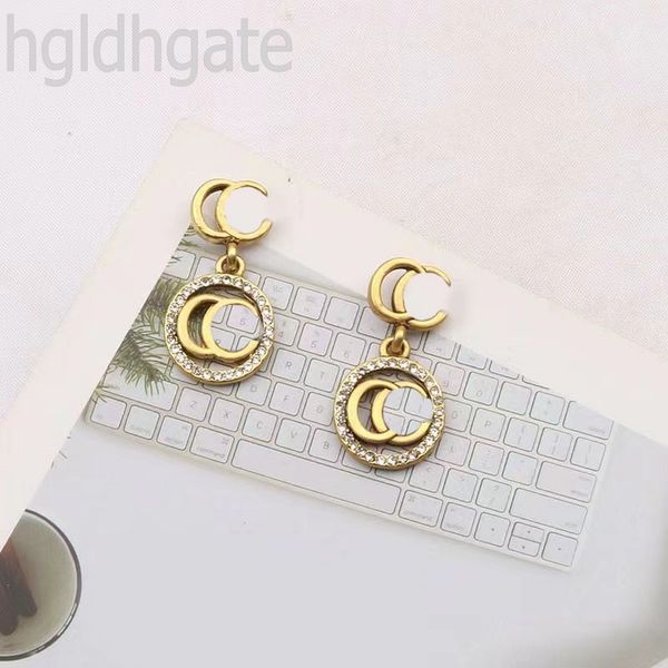 

golden plated diamond earrings polished luxury dangle womens pretty letters girlfriend orecchini studs jewlery rhinestone designer earring m, Silver