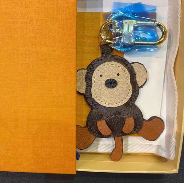 

keychains lanyards lion tiger monkey bear luxury designer leather key chain laser embossed bag pendants with box motion current 88ess, Silver