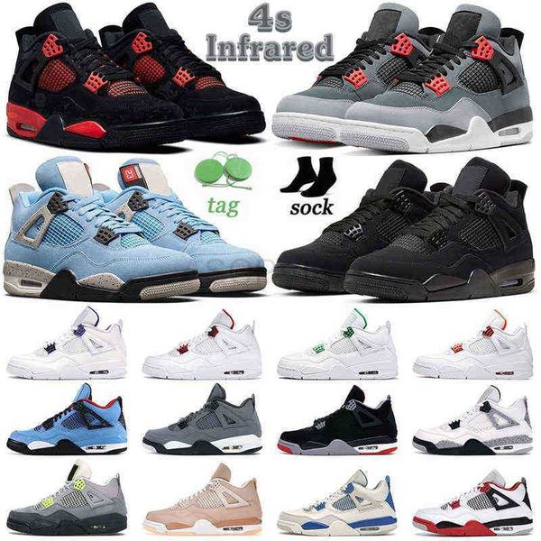 

2022 jordam 4 jordam 4s jumpman basketball shoes for men women infrared fire red thunder black cat bred motosports university blue mens trai