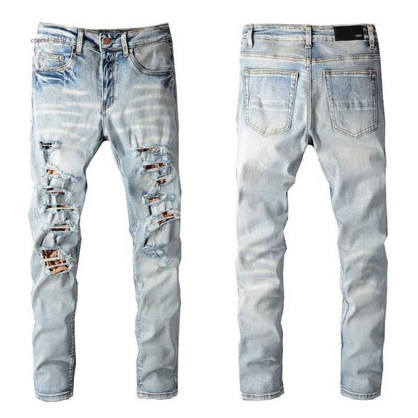 

2023 new arrivals mens luxury designer denim jeans holes trousers jean coolguy biker pants man clothing #810, Blue