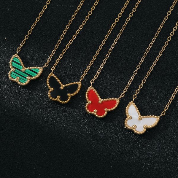 

good lucky women clover butterfly pendant necklace for gift, Silver