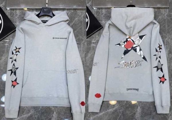 

men's hoodies sweatshirts designer mens chrome winter heart hoodie ch long sleeve jacket loose coat hooded hoody woman chromees color, Black