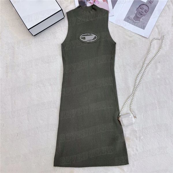 

women hollow vest dresses knits tanks designer letter sleeveless dress tees clothing for lady xrzf, Black;gray