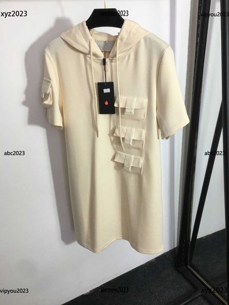 

designer women dress half zipper armband short sleeved dress size s-l fashionable three pocket design hooded skirt new product april12, Black;gray
