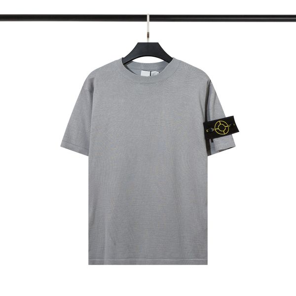 

men's t shirt company designer stone tees summer menswear breathable loose button badge lovers street fashion 100% cotton 09, White;black