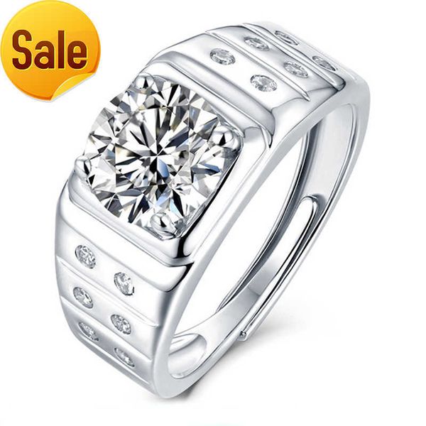 

2.0 ct color d vvs real moissanite rings for men s925 adjustable sterling silver diamend band custom name, Slivery;golden