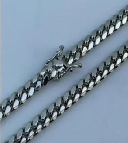 

miami cuban link chain real solid 925 silver fill heavy 6mm 24" box lock