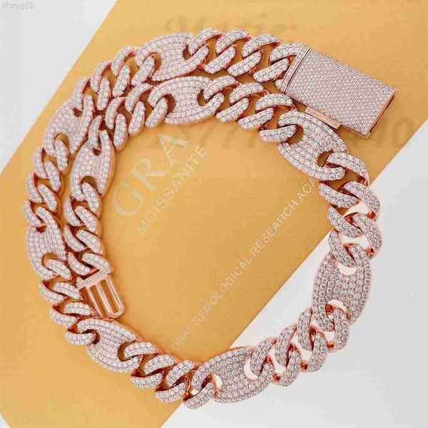 

15mm hip hop jewelry moissanite iced out cuban link necklace hip hop rapper necklace jewelry diamond cuban link, Silver