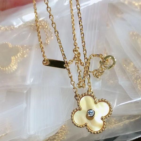 

four leaf clover necklace natural shell gemstone gold plated 18k designer for woman t0p highest counter advanced materials brand designer pr, Silver