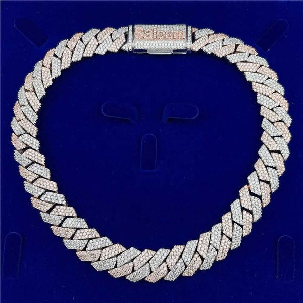 

fully iced out jewelry 925 sterling silver gold plated vvs moissanite 15mm cuban link chain icy cuban chain necklace