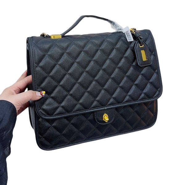 

designer bag ladies double flap designer tote handbags large capacity genuine leather diamond lattice tote work bag pleated cross body shoul