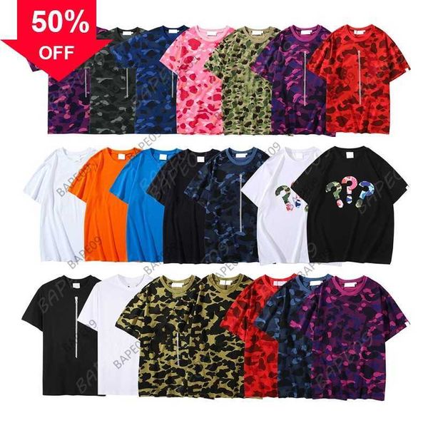 

men's polos mens shirts designers summer loose shark printed t-shirts camouflage short sleeve high street casual t-shirt for men women, White;black