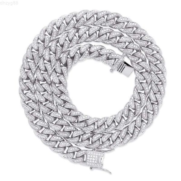 

moissanite hip hop jewelry moissanite necklace 925 sterling silver cuban link chain for men