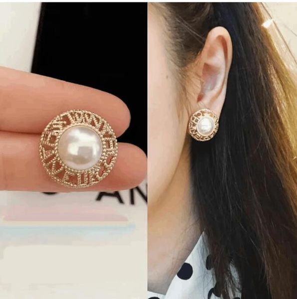 

mixed style fashion 18k gold plated luxury brand designers double letters stud geometric crystal rhinestone earring wedding party jewerlry, Golden;silver