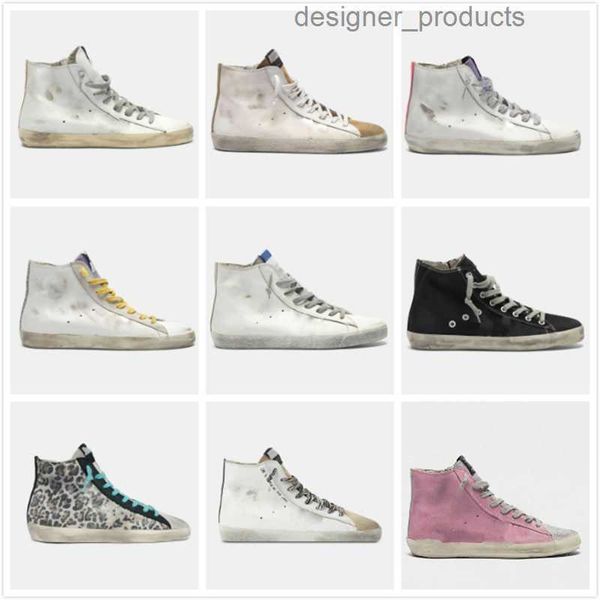 

luxury women high shoe italy casual sneakers classic white do-old dirty designer man shoes leopard leather goldenitys gooseitys ppz9, Black