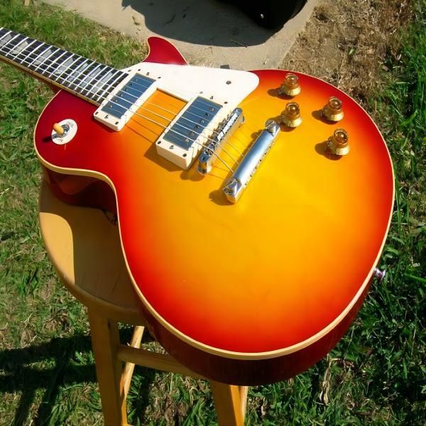 

custom shop 1958 plain reissue vos washed cherry burstbucker lp electric guitar oem258369