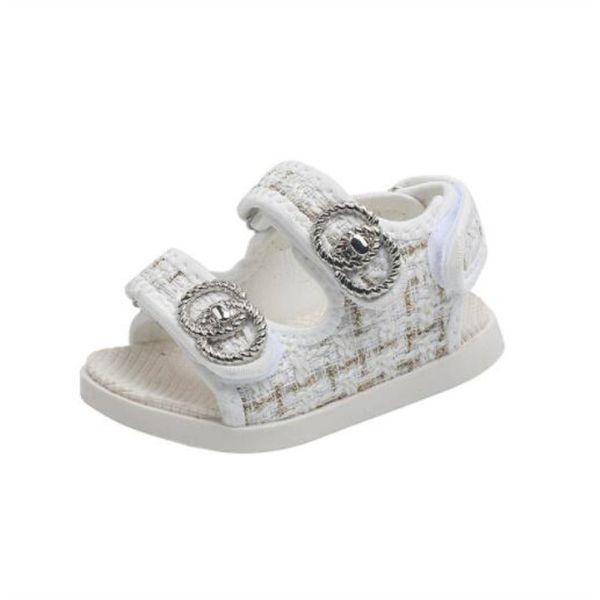 

2023 new fashion sandal sweet plaid pattern baby girls sandals metal decoration 3 colors baby shoes comfortable girl shoes, Black;red