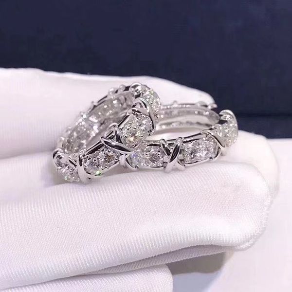 

2023 ins wedding rings simple fashion jewelry 925 sterling silver 18k gold fill 5a cubic zircon cz diamond party women engagement infinity c, Slivery;golden