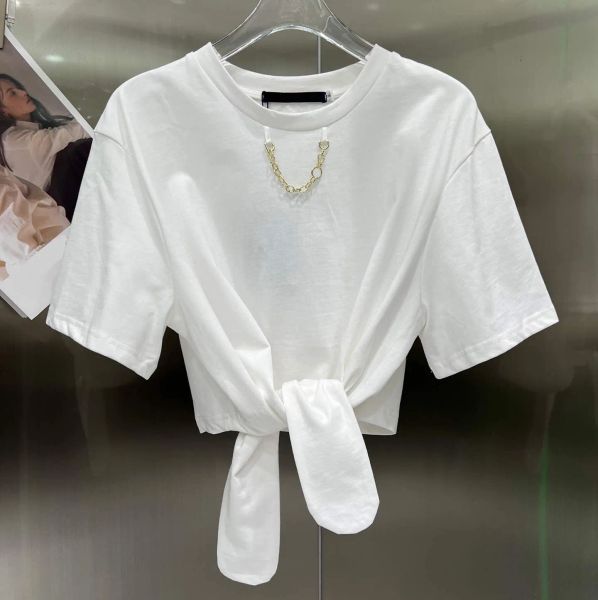 

men womens t-shirt designer classic letter short summer lady short sleeve fashion with chain decoration oyi, White