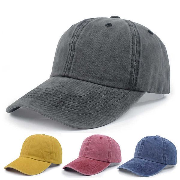 

wash baseball cap soft cap solid curved brim cap old denim hat, Blue;gray