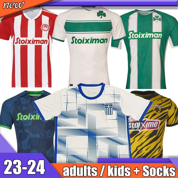 

23 24 masouras panathinaikos athens soccer jerseys greece olympiacos f.c kallithea james aek athens 2022 2023 football shirt koka fortounis, Black;yellow