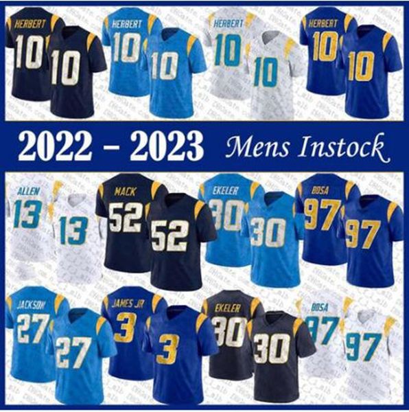 

football jersey los angeles''chargers''13 keenan allen 10 justin herbert 3 derwin james jr. 97 joey bosa 25 joshua kelle, Black;red