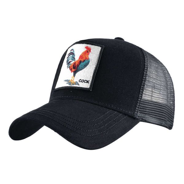 

cotton embroidered animal baseball cap net cap truck driver cap chicken, Blue;gray
