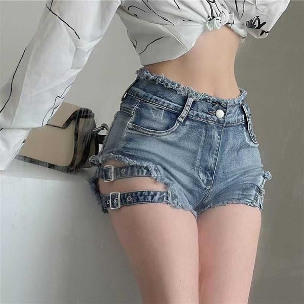 

spicy girl denim shorts: sexy, elastic, hollow design for summer, White;black