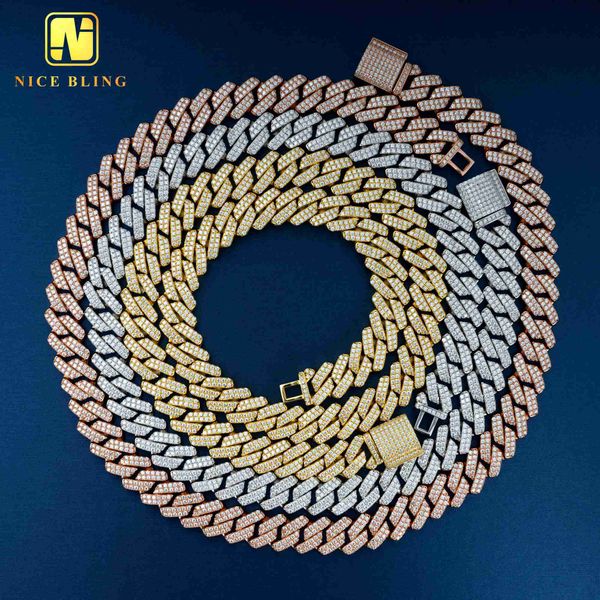 

pass diamond tester vvs moissanite hip hop jewelry necklace silver 925 iced out bling diamond cuban link necklace