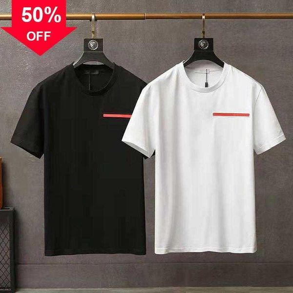 

os luxury casual mens shirt wear designer short sleeve 100% cotton wholesale black and white size prad tshirt tee m 2xl 01 s to 2xl size, White;black